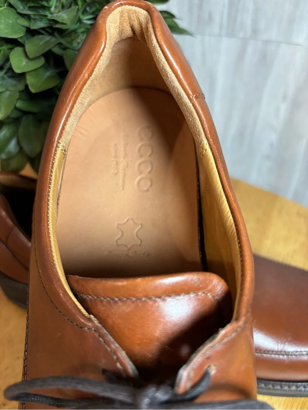 ECCO Seattle Men's Apron Toe Leather Oxford Shoes Brown Size 10 Excellent